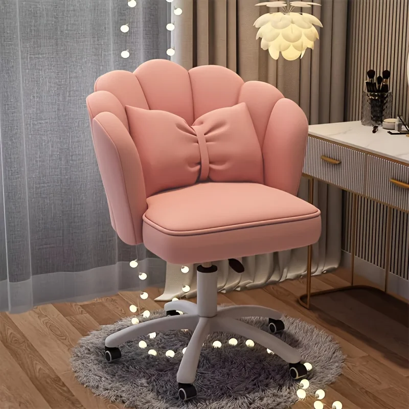 Samt-Drehstuhl mit verstellbarer Höhe und Lendenkissen – Computerstuhl für Zuhause, Büro, Arbeitszimmer und Schlafzimmer | Make-up-Schminkstuhl