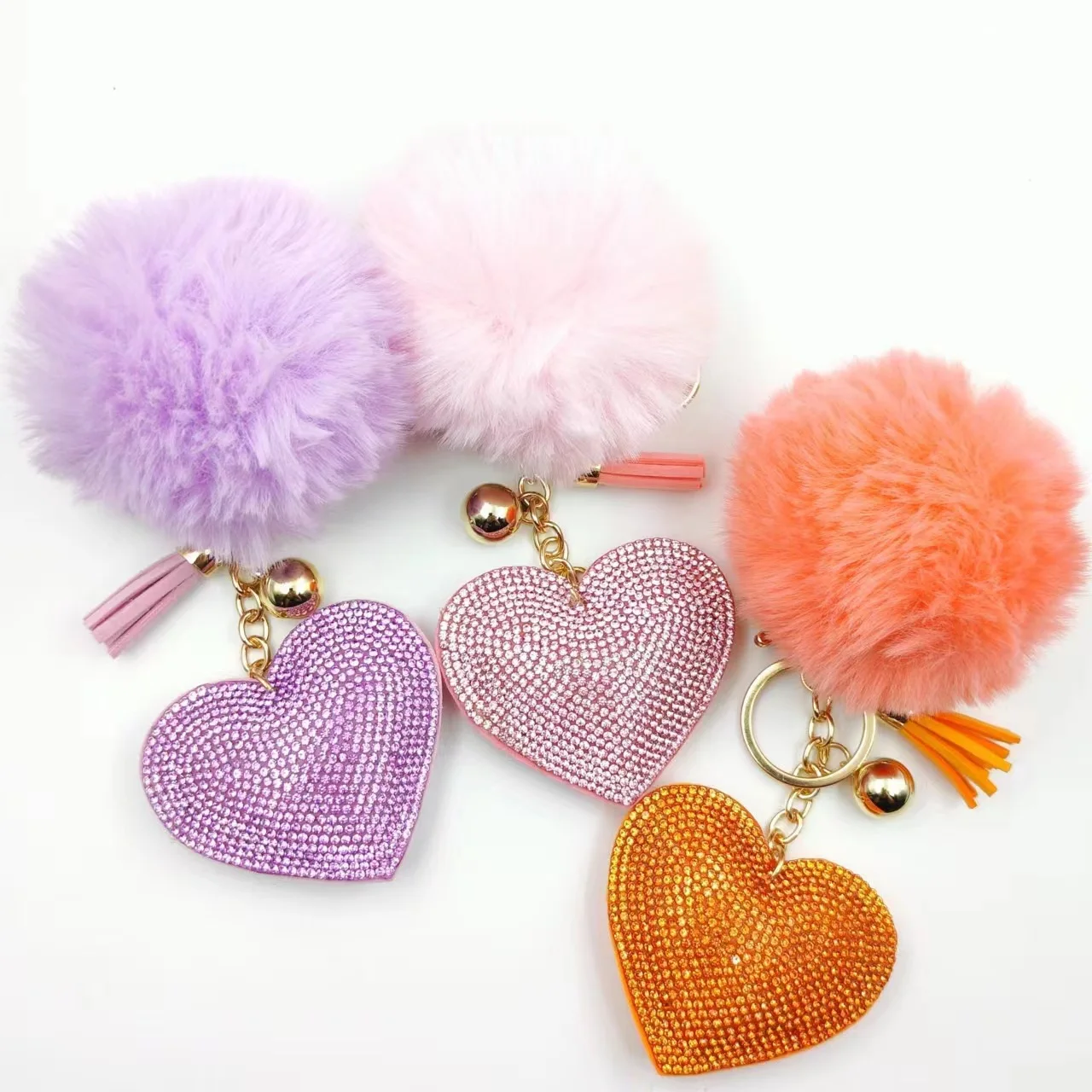 Heißer Diamant-Liebes-Schlüsselanhänger, Taschenanhänger, Haarball-Accessoires, Autoanhänger, Geschenke Image