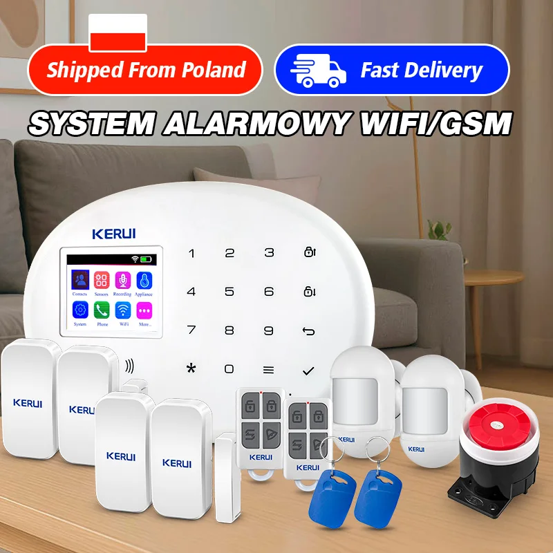 KERUI Alarmsystem Diebstahlschutz-Warnanlage WiFi+GSM Alarm für Zuhause 433MHz Detektoren IOS Android Haussicherheit Tuya Smart APP Einbruchschutz
