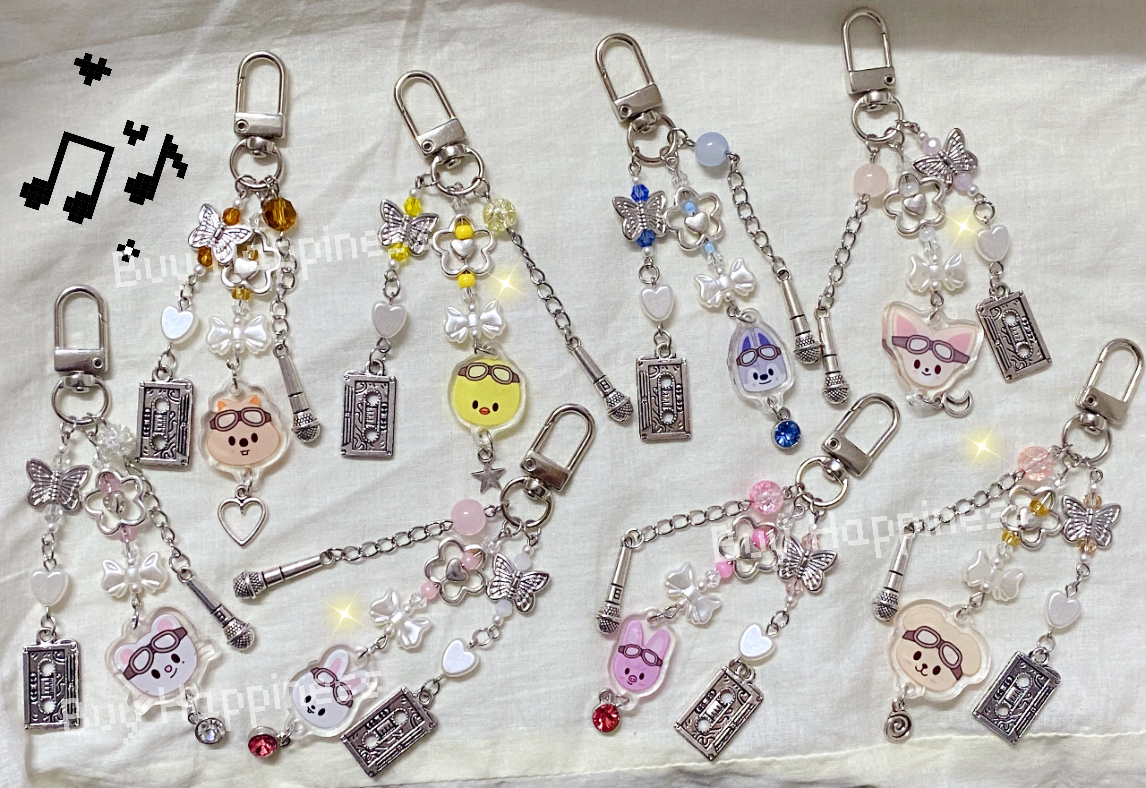 Y2K Perlen-Schlüsselanhänger, inspiriert für Skz Kpop-Tasche, Accessoire, Idol, süßes Geschenk, handgefertigter Acryl-Charm, Stray-Kind Image