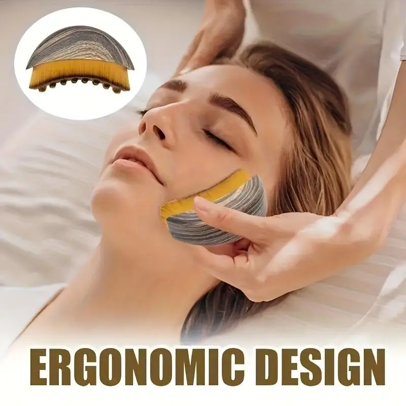 Lymphatische Gesichtskontur-Bürste, Augen- und Nackenpflege-Massagegerät, Gua-Sha-Schabemassagegerät für Hautstraffung und Entgiftung