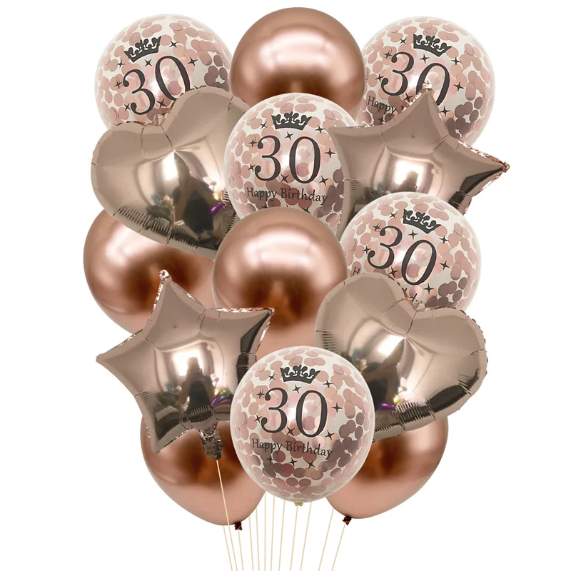 1 Beutel Roségold 30 40 50 60 Happy Birthday Luftballons Erwachsene 30. 40. 50. 60. Geburtstag Party Konfetti Ballon Jubiläumszubehör Image
