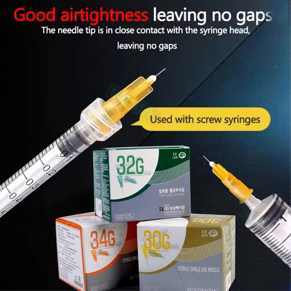 Medizinische Einweg-Schönheit aus Kunststoff, 30G, 18G, 25G, 27G, 31G, 32G, 34G, schmerzlos, kleine Nadel, steriler Injektor, Mikrofon, Ro-Schönheitswerkzeuge Image