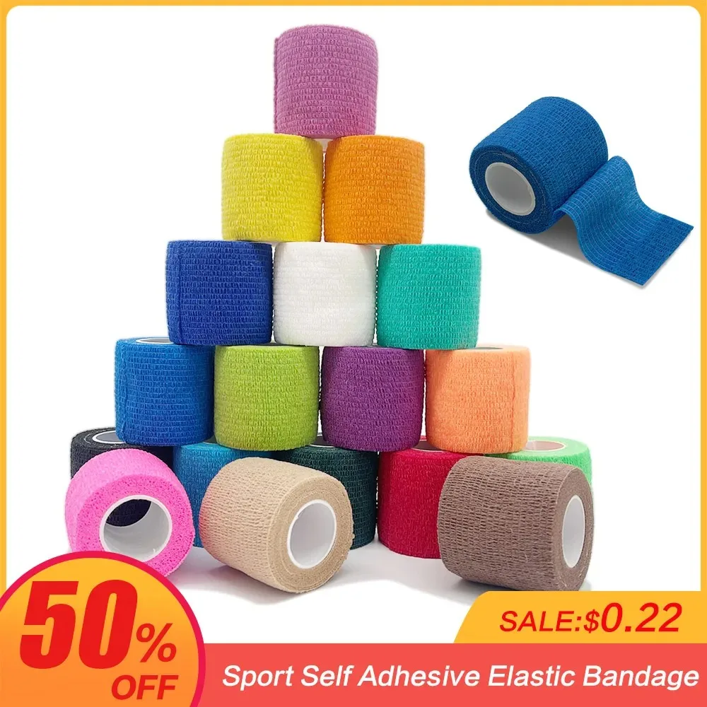 Bunte Sport selbst klebende elastische Bandage Wickel band Elasto plast für Knies tütz polster Finger Knöchel Handfläche Schulter Image