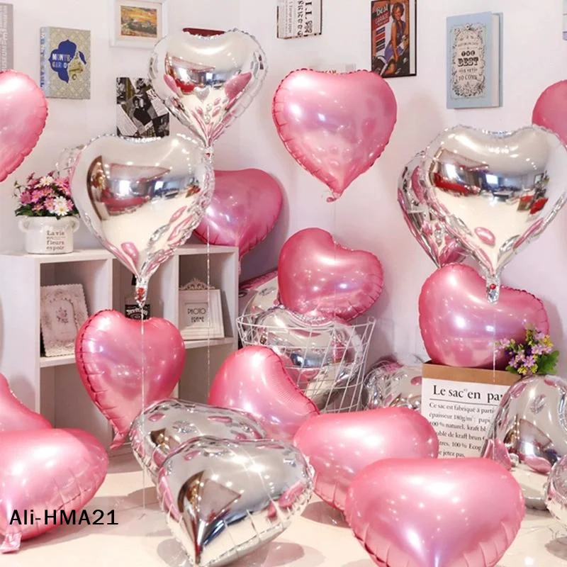 【H】10 Stück 18 Zoll große rote herzförmige Folienballons für Valentinstag, Hochzeit, Party, Jahrestag, Verlobung, Dekoration Image