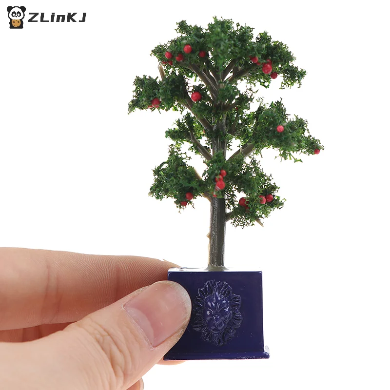 ▶ 1 Stück 1:12 Puppenhaus-Miniatur Obstbäume im Topf Simulierte Topfpflanzen Puppen-Dekoration Image