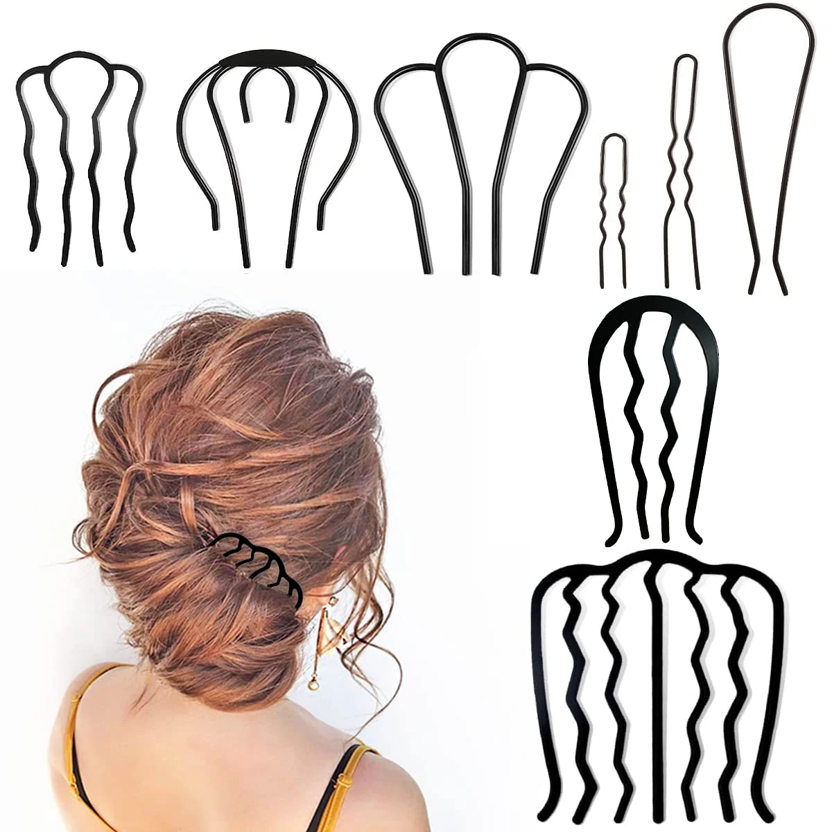 1pc/8 stücke Frau u Form Haarstyling-Tool Haars täbchen Flechten Twist Haarkamm Frauen Haarschmuck DIY lockige Ornamente Image
