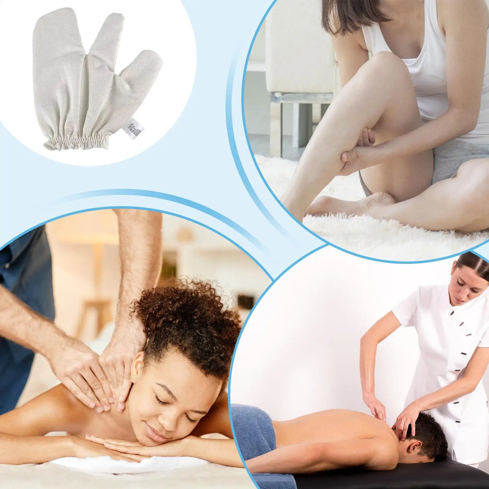 Garshana Rohseide-Massagehandschuhe, Peeling- und Lymphdrainage-Handschuhe, Selbstmassage-Tool, Verjüngungsbehandlungen Image
