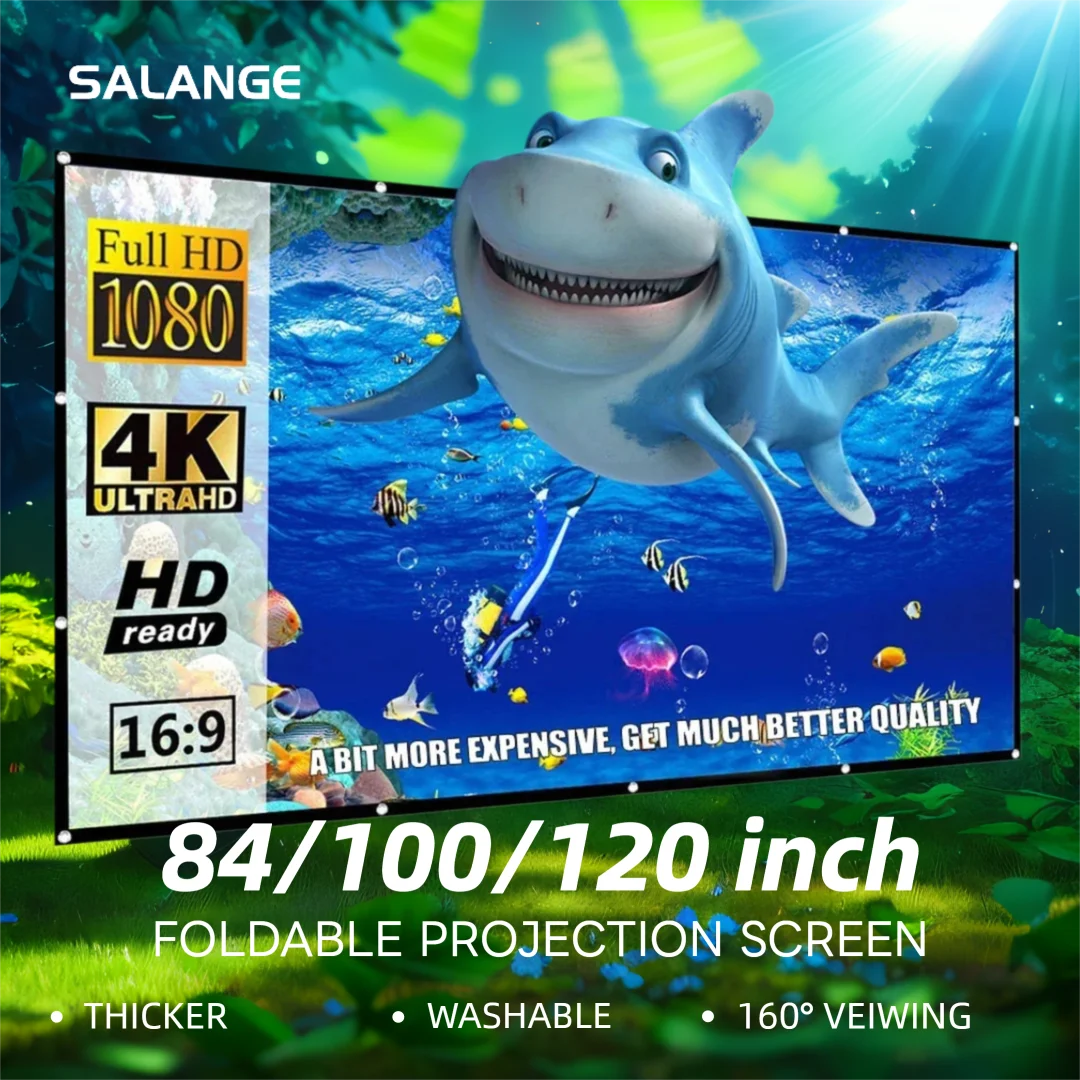 Salange beamer screen Projektor Bildschirm 100 zoll 120 zoll 150 zoll Tragbare Faltbare für Heimkino Outdoor Indoor Doppel Seite projektion bildschirme Image