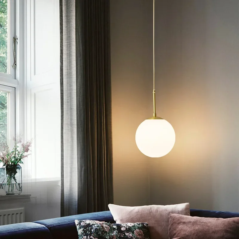 LED Glas Ball Anhänger Lampe Nordic Gold Schwarz Kronleuchter Beleuchtung Esszimmer Tisch Küche Bar Decor Kunst Hängen Nacht Licht