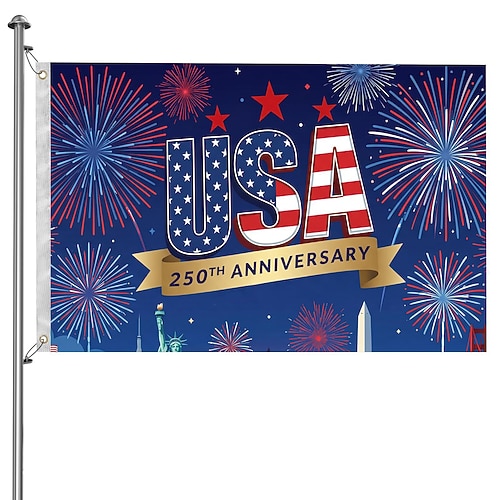 Flagge zum 250. Jahrestag der USA, 90 x 150 cm, patriotisches Banner für den Außenbereich, ideal für Feierlichkeiten zum Unabhängigkeitstag, für Haus und Garten