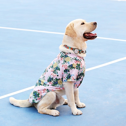 Hawaiihemd-Kostüm für Hunde, coole Sommer-T-Shirts für Hunde, Hawaiihemd für kleine, mittlere und große Hunde, Design für sommerlichen Strandurlaub im Luau-Stil Image