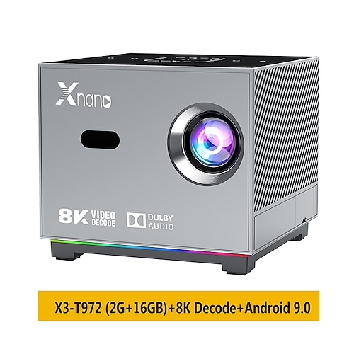 Tragbarer Mini-Smart-Projektor mit WLAN und Bluetooth, 2 GB RAM 16 GB internem Speicher, Android-Betriebssystem, 720p-LCD-Display (unterstützt 4K/8K), Sprachfernbedienung für Heimkino-Anwendungen, Image