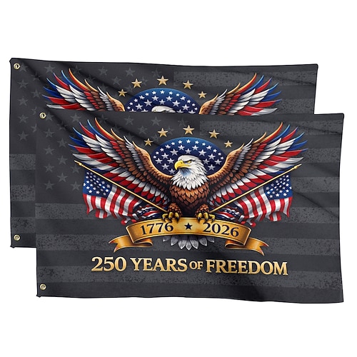 2 Stück Flaggen zum 250. Jahrestag der Vereinigten Staaten (1776–2026), patriotische amerikanische Gedenkflagge für 250 Jahre, ideal für Garten, Hof oder Hausdekoration
