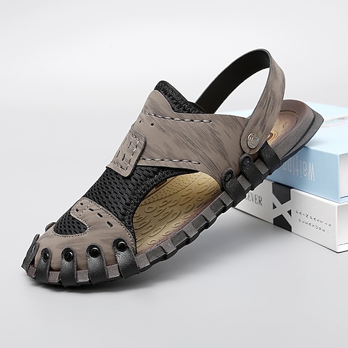 Lässige Herren-Sommersandalen – Obermaterial aus Kunstleder, offenes Zehendesign, bequemer Schlupfkomfort, perfekt für Freizeit, Reisen und Strandbesuche
