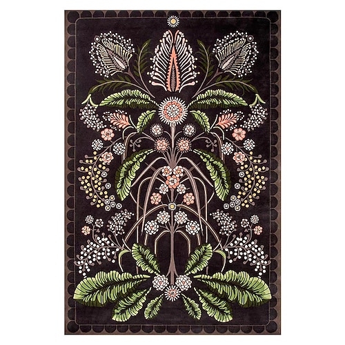 Französischer Vintage-Teppich mit Blumenmuster, strapazierfähig, schmutzabweisend, ideal als Sofa- oder Couchtischmatte, Überwurf für Schlafzimmer oder Wohnzimmer. Image