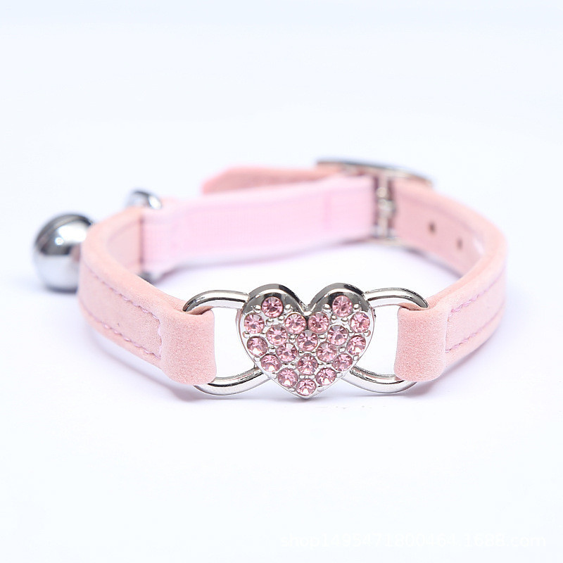 2 Pcs Pet supplies Cat love Flocking color diamond bell Cat collar Pet supplies