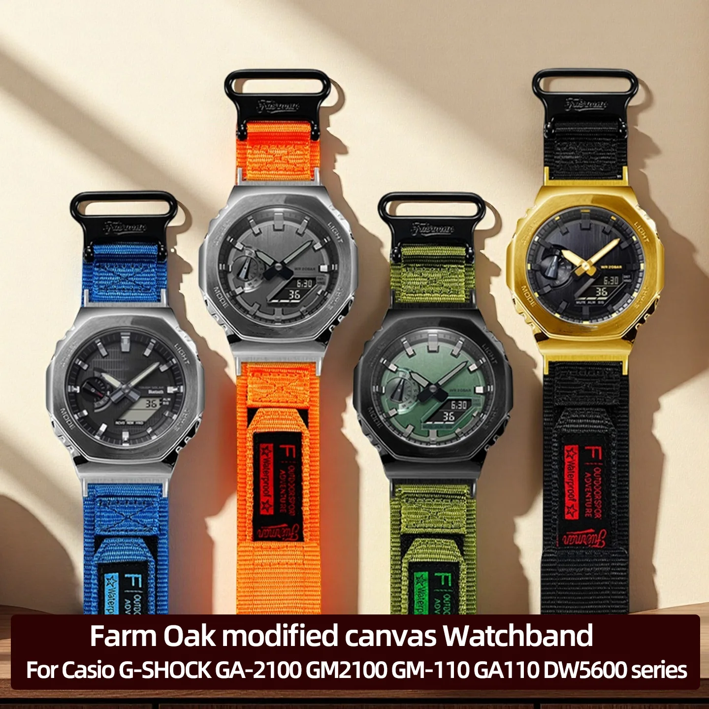 Bracelet modifié en toile GBM-2100 pour Casio Farm Oak gbm2100, interface métallique, série GA-2100 GM-2100, bracelet de sport en nylon pour hommes