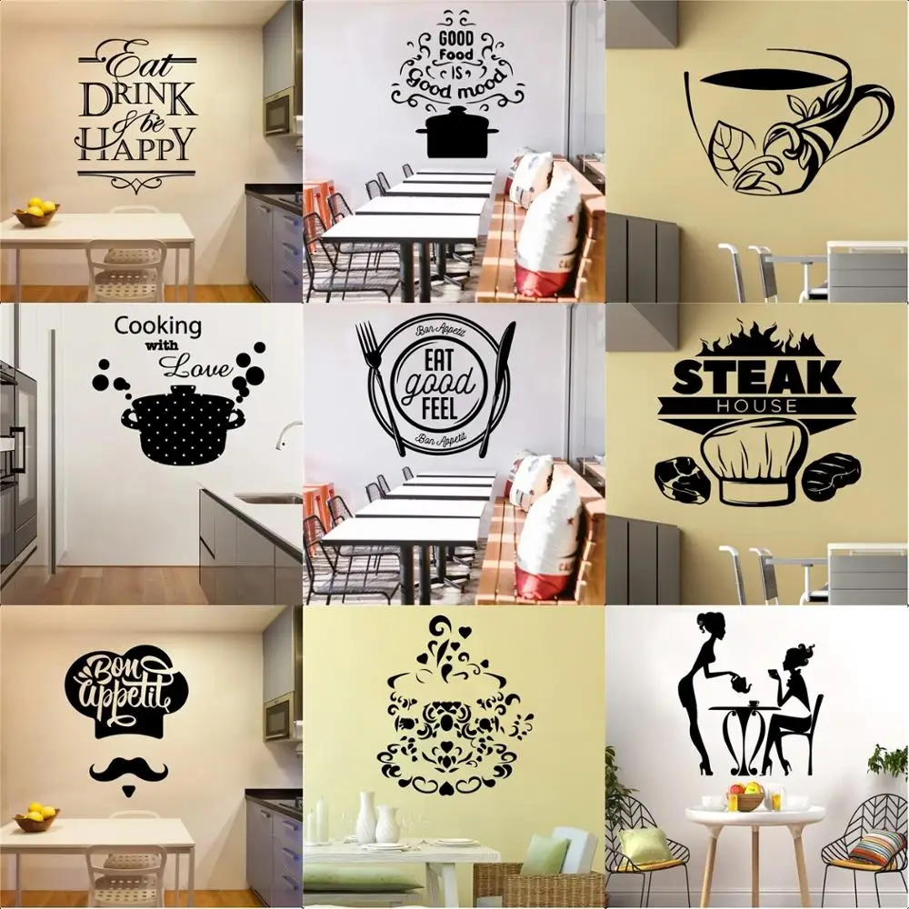 Nouveau Design cuisine Ware étanche Stickers muraux pour cuisine décoration amovible mur Art décalque cuisine salle texte vinyle Mural