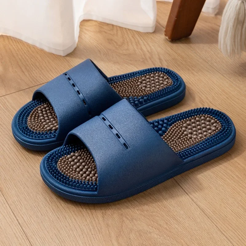 Été intérieur maison salle de bain baignoire semelle Acupoint thérapie des pieds sandales antidérapantes chaussons pour hommes pantoufles de Massage hommes