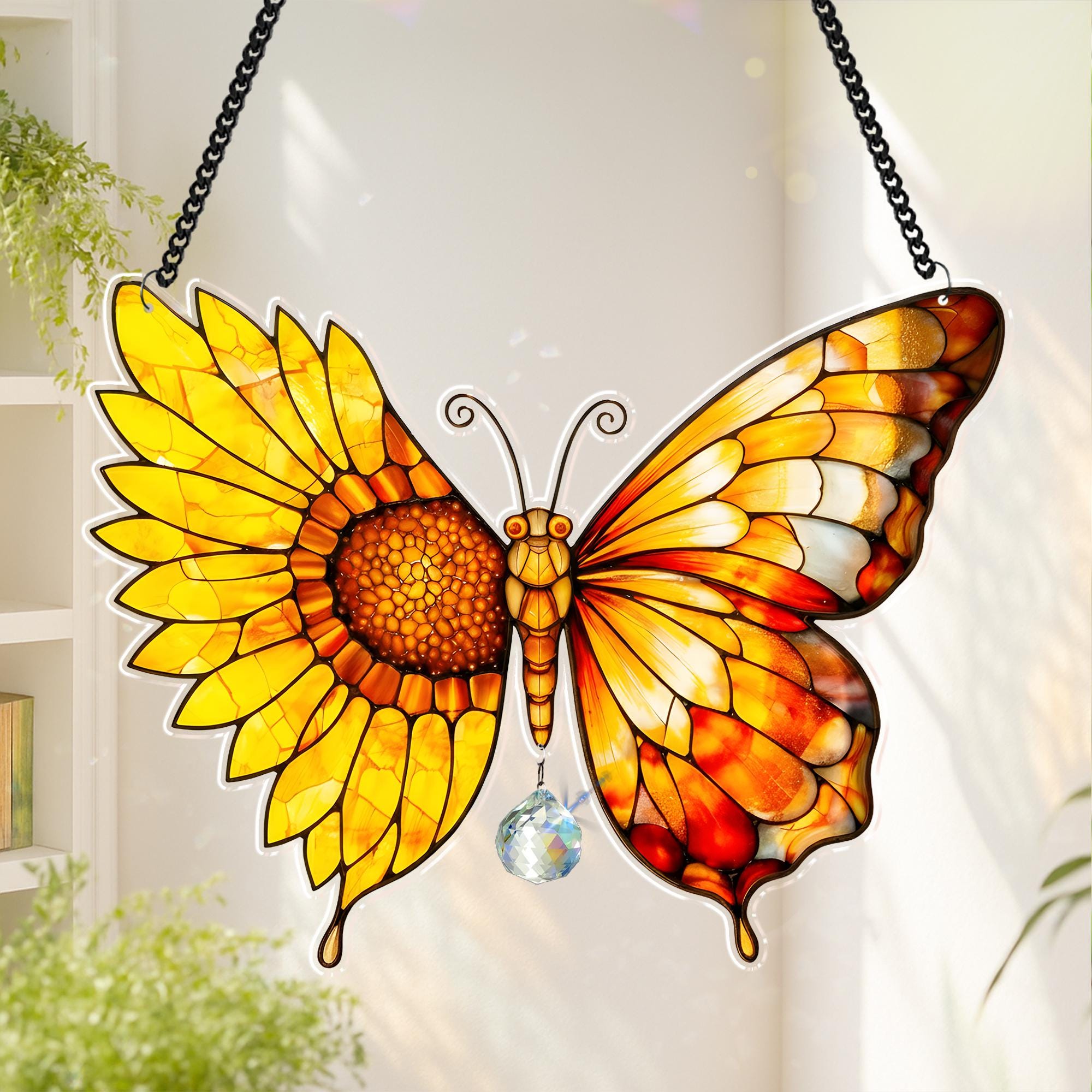 Acchiappasole finto a forma di farfalla, decorazione per finestra a forma di farfalla in acrilico, decorazione naturale per finestra, decorazione stra