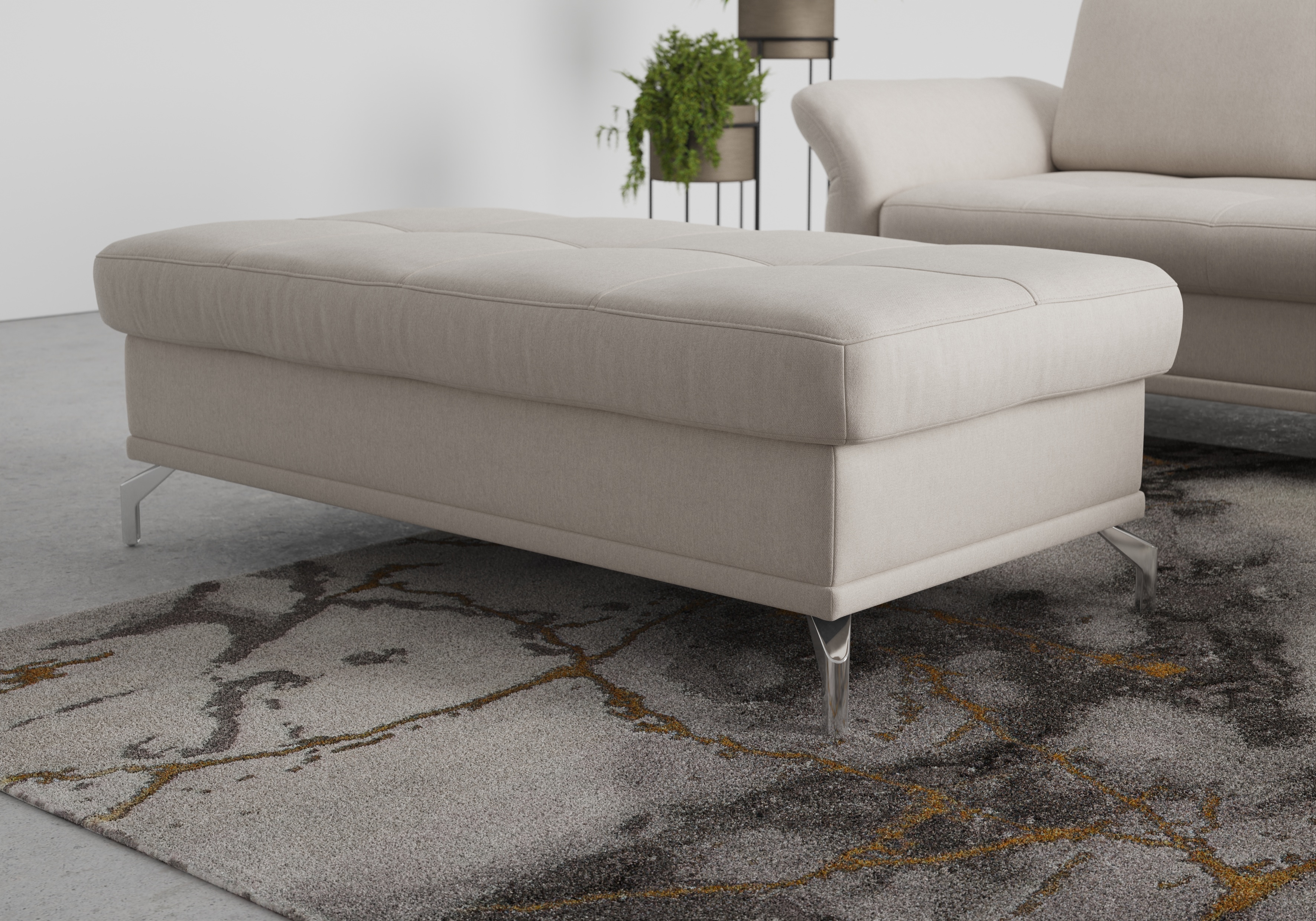 Polsterhocker HOME AFFAIRE "Palm Beach", grau (elephant), B:133cm H:47cm T:72cm, 100%Polyester, Hocker, Polsterhocker, passend zur Polsterserie "Palm Beach", B/T/H: 133/72/47 Image