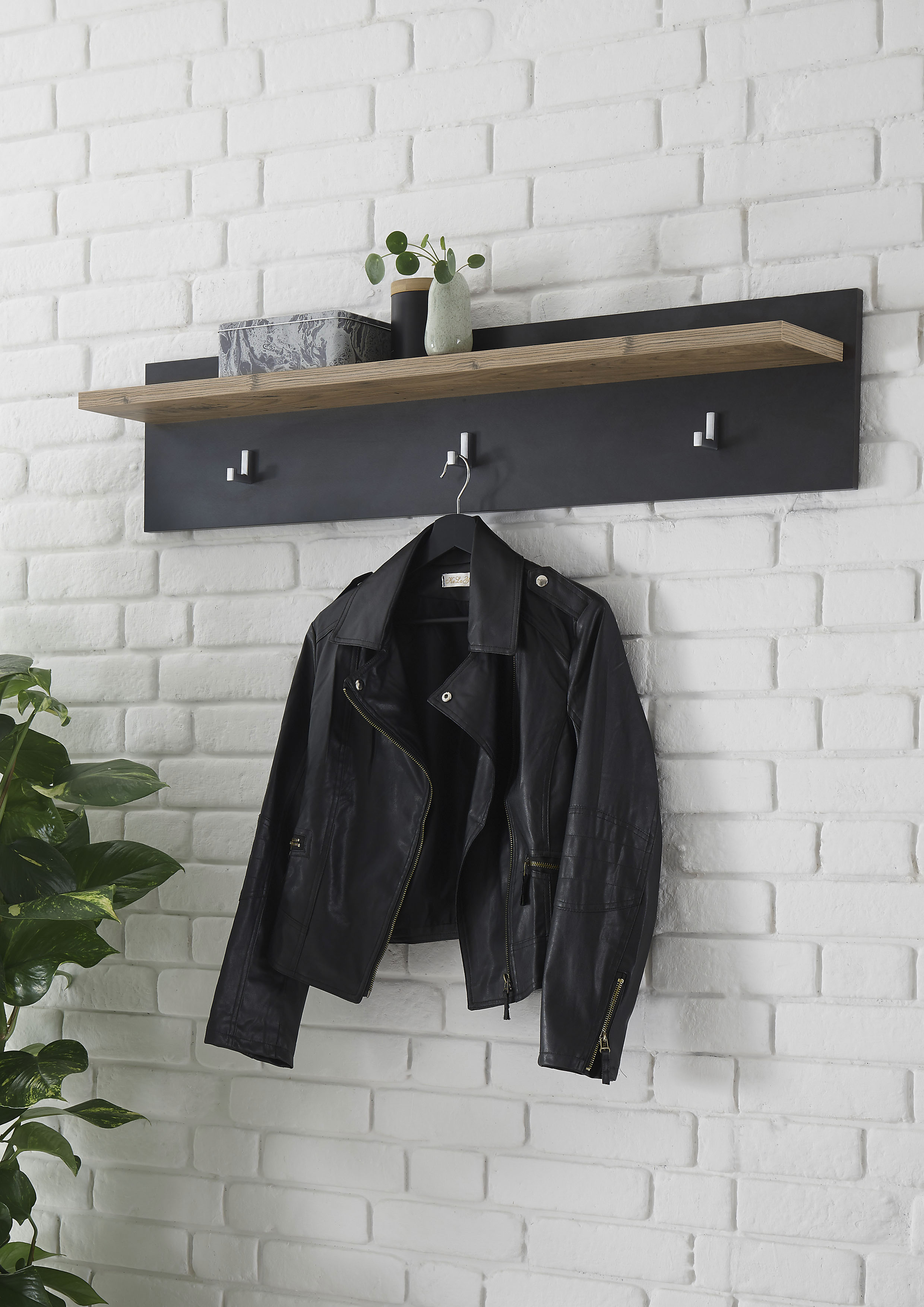 Garderobenpaneel HOME AFFAIRE "Bruegge", grau (fresko), B:107cm H:23cm T:18cm, FSC-zertifizierter Holzwerkstoff, Garderobenpaneele, Garderobenpaneel, Breite ca. 107 cm Image