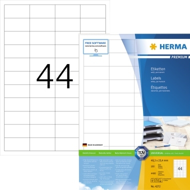 HERMA Etikett PREMIUM 4272 48,3x25,4mm weiß 4.400 St./Pack. Image