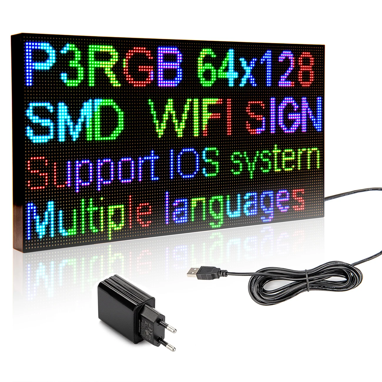 39CM HD P3 Display a LED Moudle RGB WiFi Programmabile Messaggio a scorrimento Pannello di segnaletica a LED Cartellone pubblicitario aperto Display del negozio Supporto pieghevole