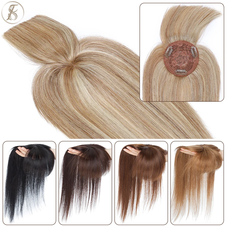 TESS Toppers per capelli Fermagli per capelli Donne Topper Parrucche per capelli naturali 100% capelli umani per le donne 8.5x8.5 cm Parrucchino Clip nell'estensione dei capelli