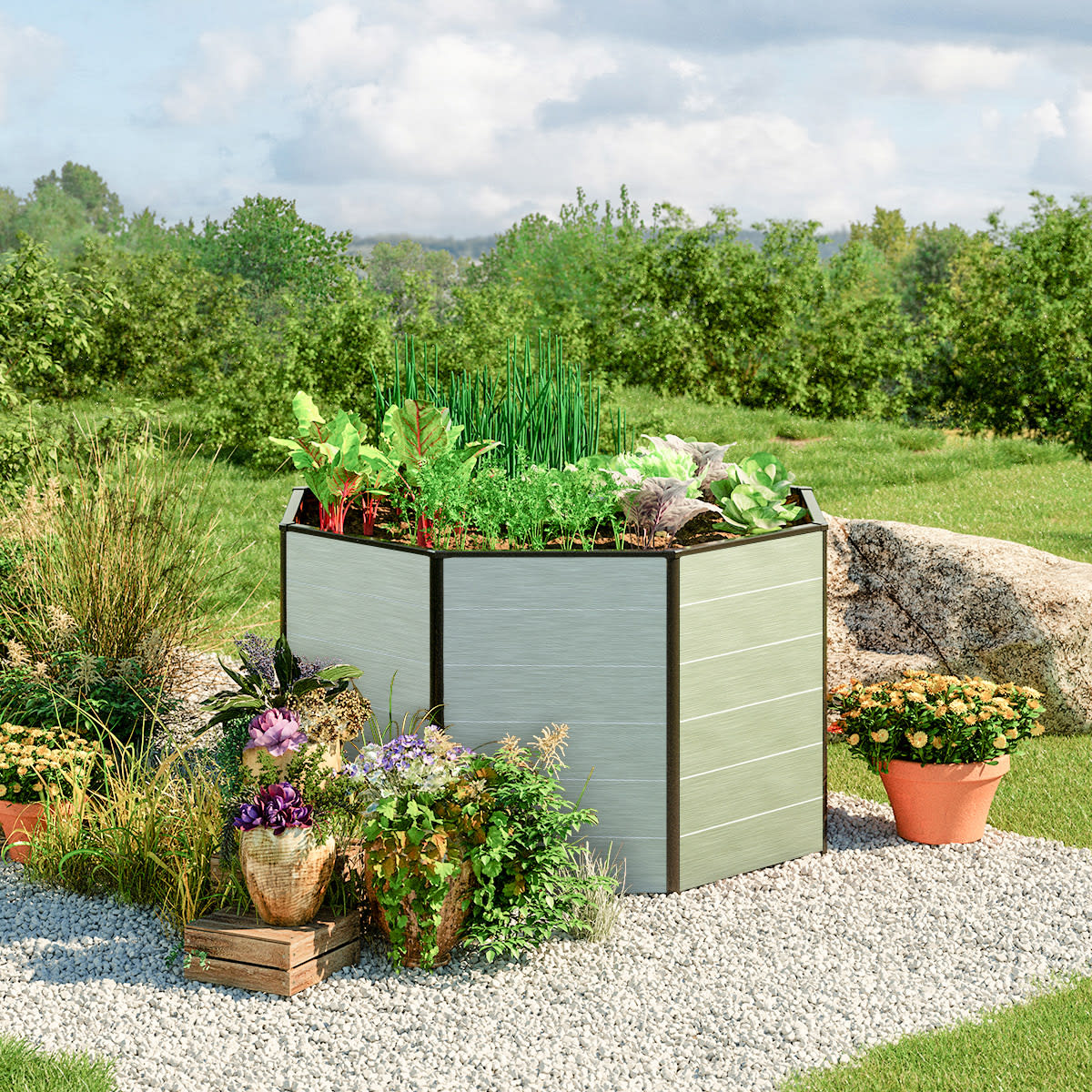 120 x 120 x 77 cm Hochbeet, Aluminium eloxiert - (GFPV00551) Image