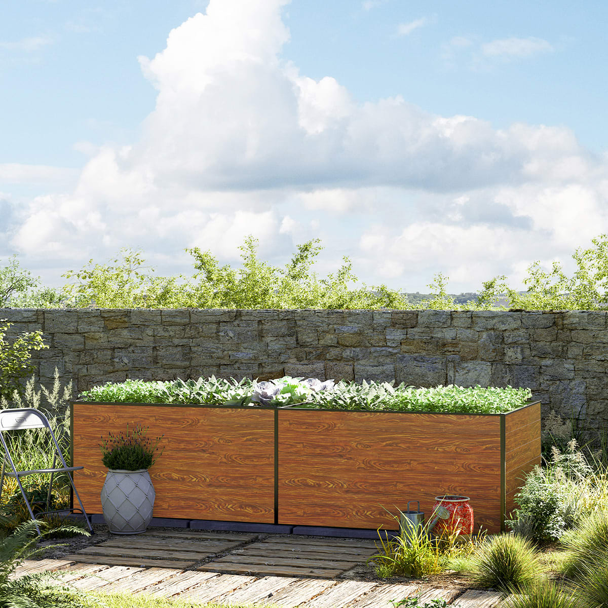 297 x 150 x 77 cm Hochbeet, Holzoptik - (GFPV00382)