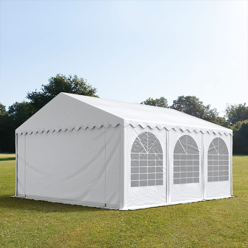 5x6m Partyzelt, PVC-Plane, weiß, mit Bodenrahmen - (7674BL) Image
