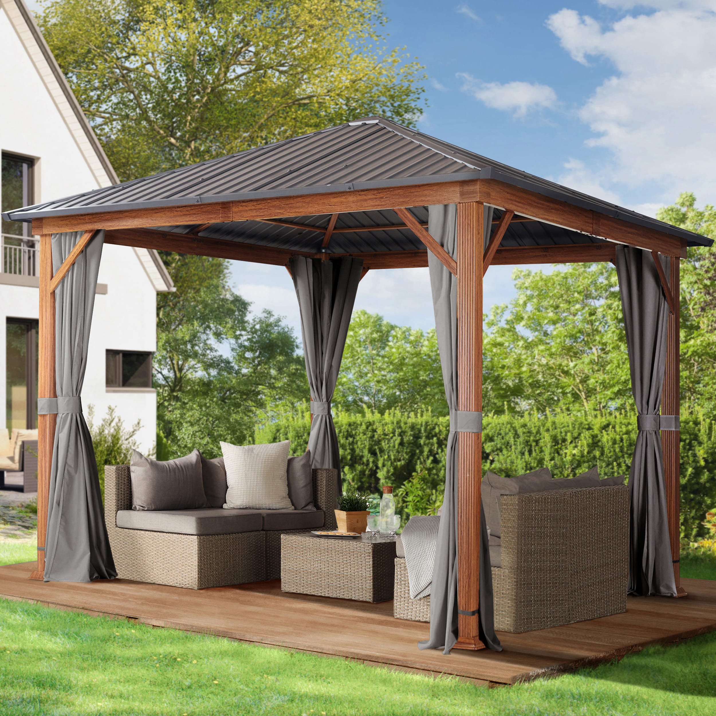 3x3 m Hardtop Gartenpavillon, inkl. 4 Seitenteile, loft grey - (300184) Image