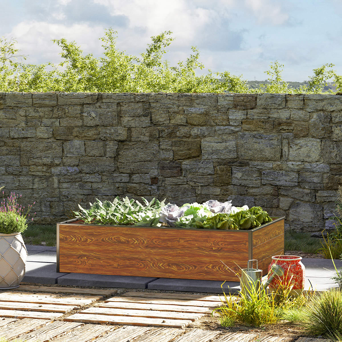 195 x 99 x 39 cm Hochbeet, Holzoptik - (GFPV00522) Image