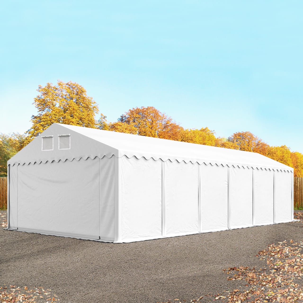 5x12 m Lagerzelt, PVC-Plane, weiß, mit Bodenrahmen, mit Statik (Betonuntergrund) - (57689) Image