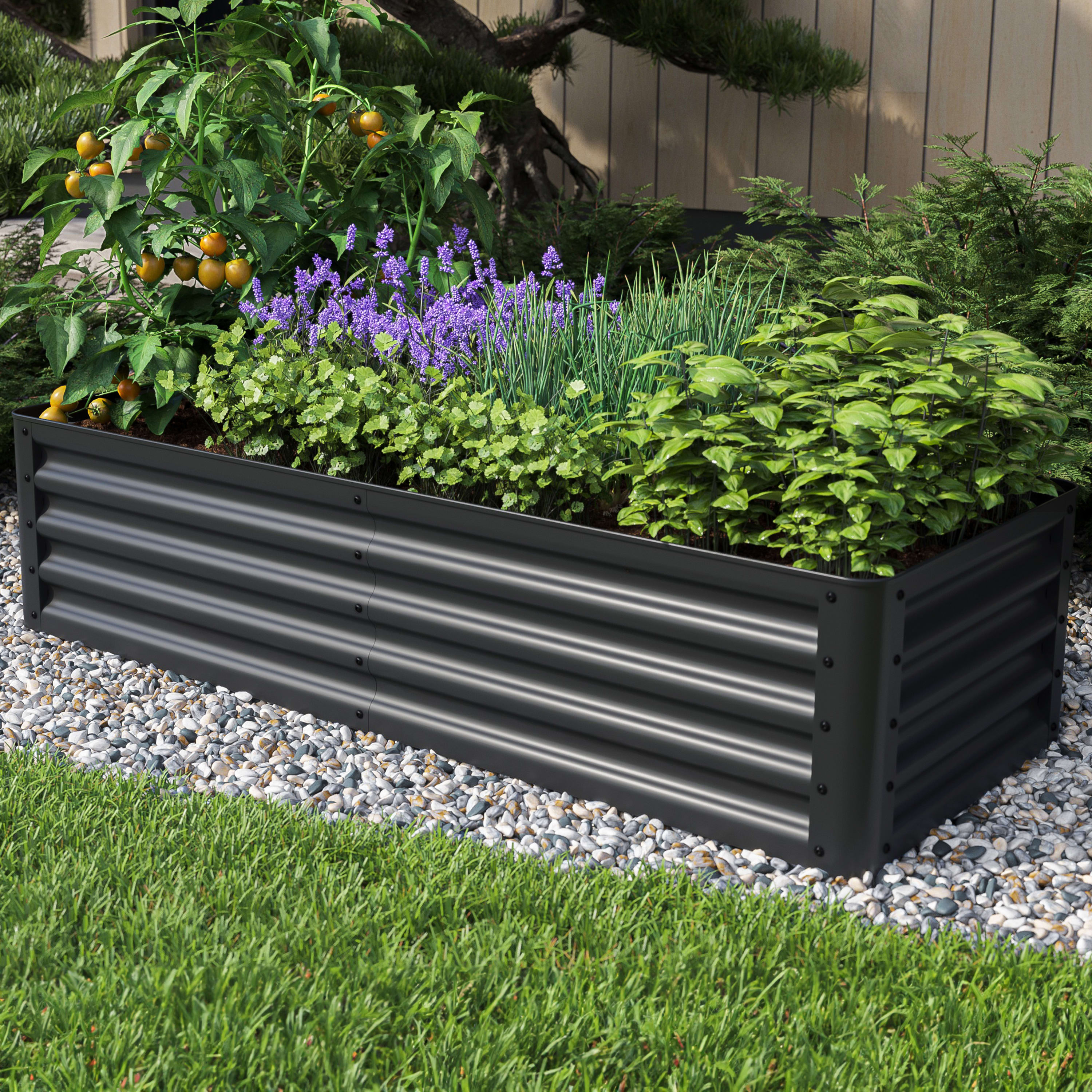 150 x 60 x 35 cm Hochbeet, Stahl, anthrazit - (GFPV00810) Image