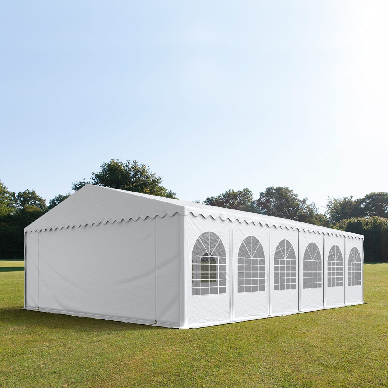 7x12m Partyzelt, PVC-Plane, weiß, mit Bodenrahmen - (7559) Image