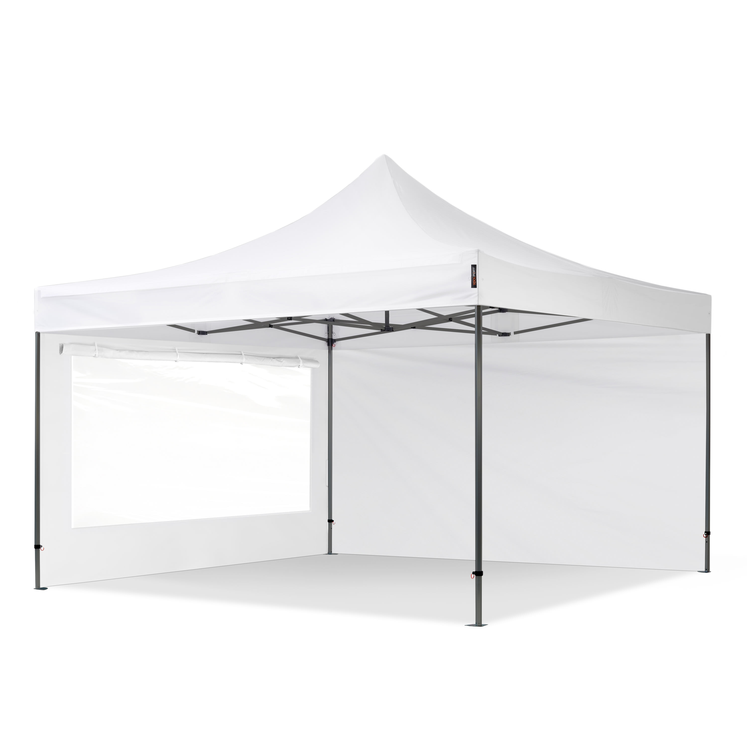 4x4m Stahl Faltpavillon, inkl. 2 Seitenteile, weiß - (600103) Image