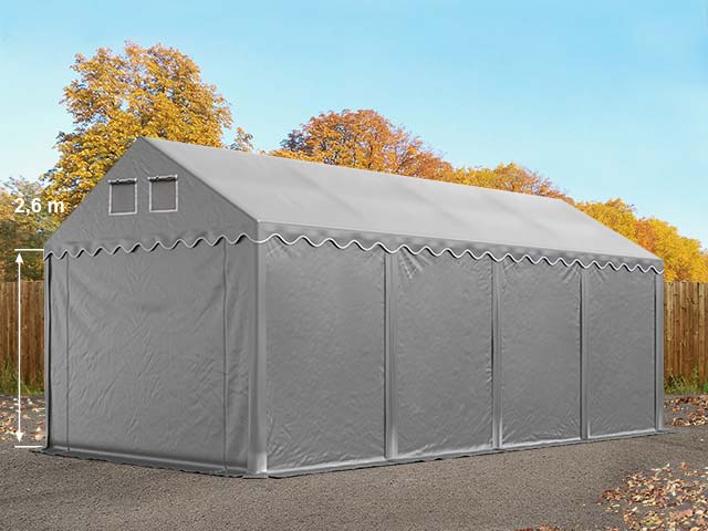 4x8 m Lagerzelt, PVC-Plane, grau, mit Bodenrahmen, mit Statik (Betonuntergrund) - (49841) Image