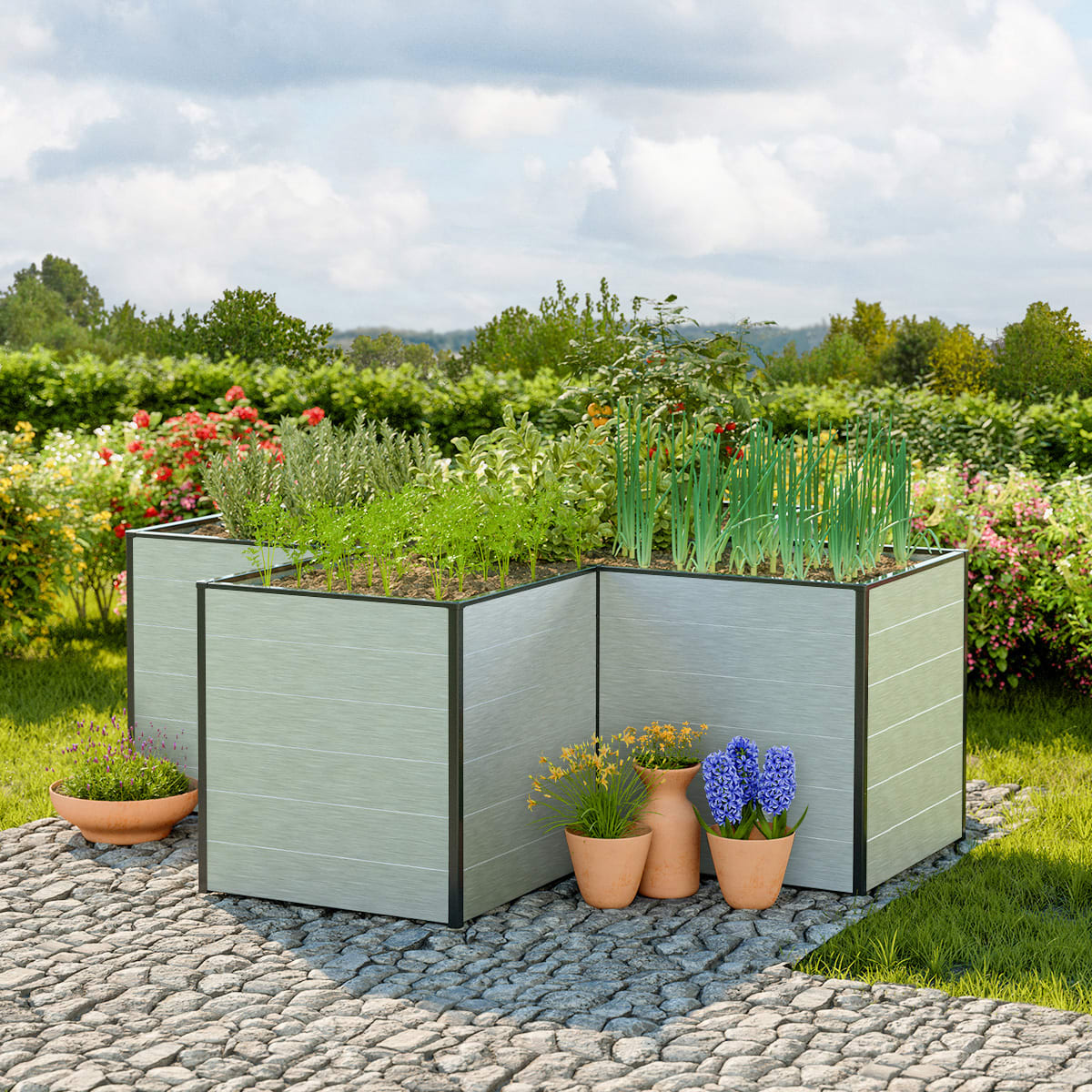 225 x 225 x 77 cm Hochbeet, Aluminium eloxiert - (GFPV00563) Image