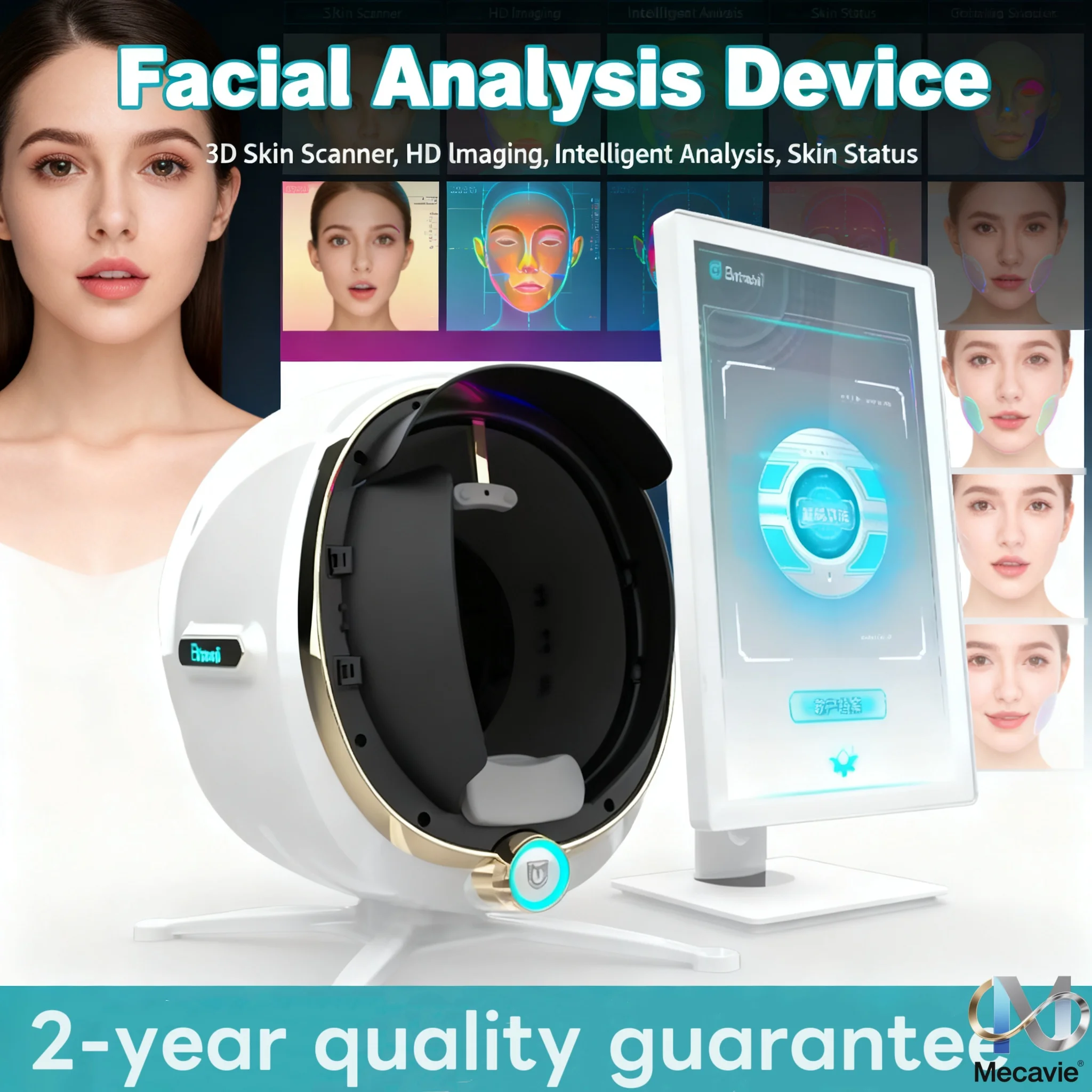 HD-Kamera 3D Magic Mirror Gesichtspflegeanalysator – englische Schnittstelle für präzise Hauttiefenanalyse und dynamische Statusüberwachung Image