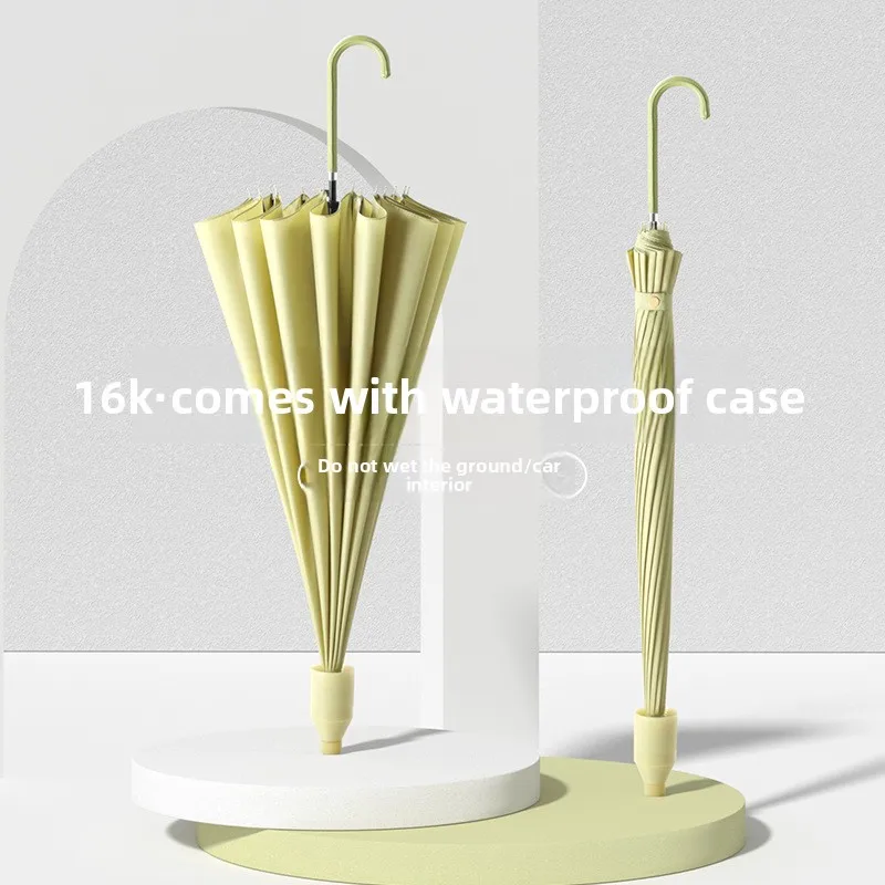 Windfester Regenschirm mit langem Griff und gebogenem Haken, wasserdichter Schirmüberzug, großer Business-Stockschirm Image