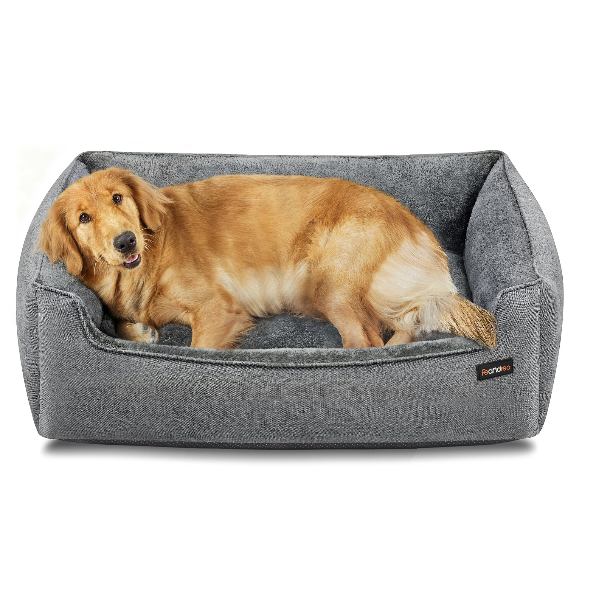 Feandrea Hundebett, Hundematte mit Leinenstruktur, Hundebett, rutschfeste Unterseite, geeignet für große Hunde, dunkelgrau.