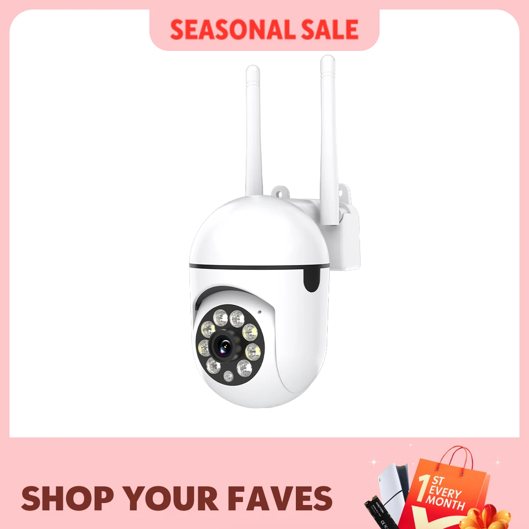 Ease Life APP Drahtlose 1080P HD-WLAN-Überwachungskamera für den Innen- und Außenbereich, Farbnachtsicht, 2-Wege-Audio, 360 ° Schwenk-/Neige-/Zoom Image