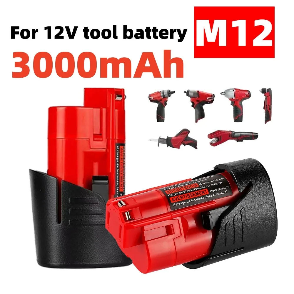 12-V-Akku für Milwaukee M12-Werkzeuge. Kompatibel mit 48-11-2402, 48-11-2411, und 48-11-2401MIL-12A-LI 12V Image