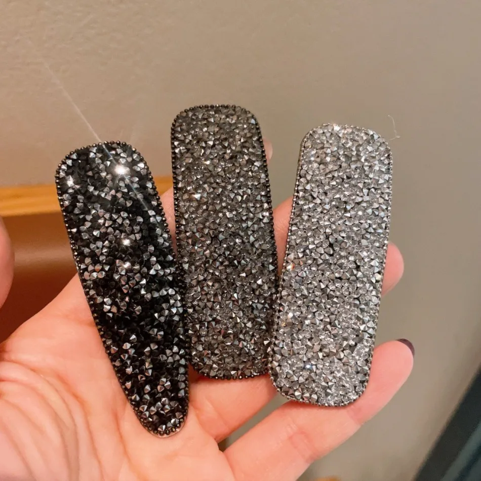 Koreanische Trendige Geometrische Kristall-Strass-Haarspange für Mädchen, Personalisierter Pony-Clip, Einfacher BB-Clip ZX07 Image