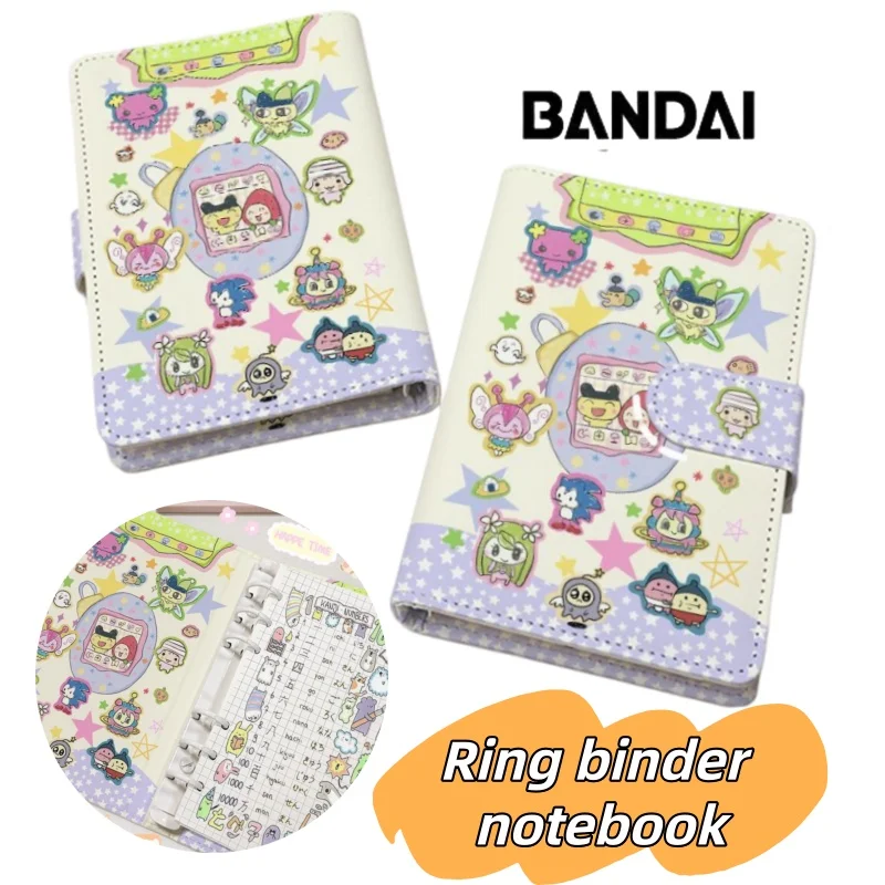 Tamagotchi Hochwertiger Kreativer A6 Loseblatt-Notizblock, Niedlicher Cartoon-Handblock für Studenten, Magnetisches PU-Leder Abnehmbares A5 Notizbuch Image