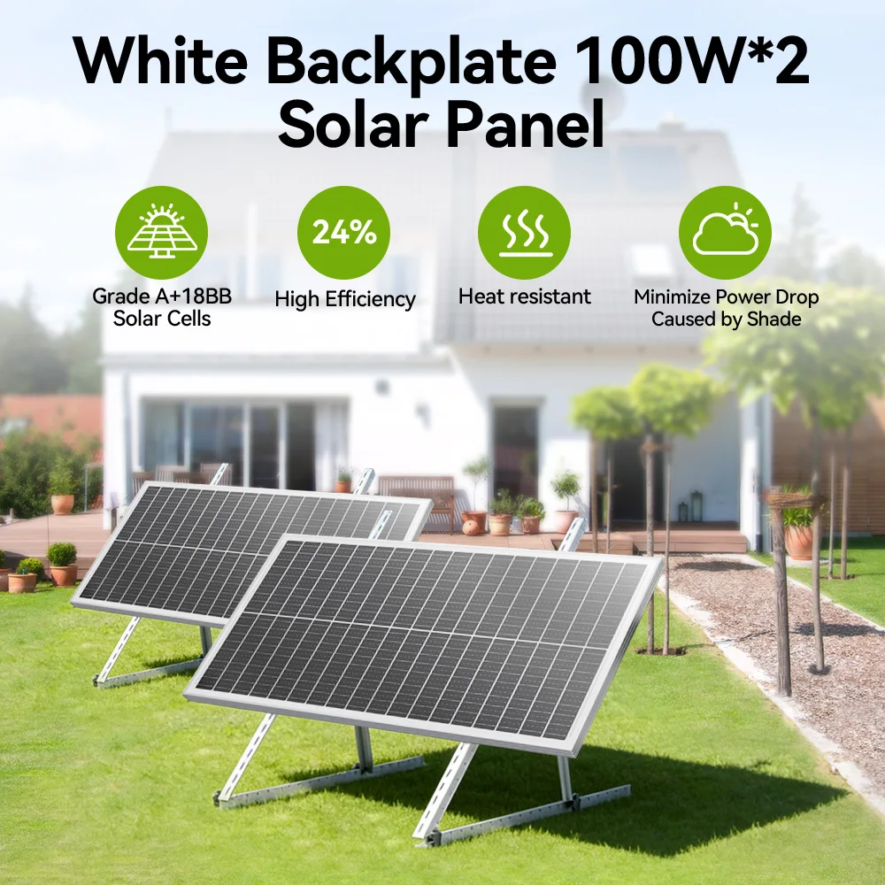 RVPOZWER 200W 12,8V 12BB Monokristallines Solarpanel Wasserdicht für Wohnmobile, Marine, Camping, Dach, Off-Grid-Batterieladesystem Image