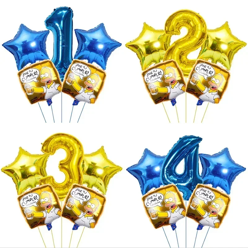 5 stücke Cartoon Simpsoned aluminium film Luftballons Lustige Gelb Familie Hause Ballon Alles Gute Zum Geburtstag Party Dekorationen Kinder Spielzeug globos Image